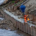 Flood defence walls being installed in Broadgate, Preston
