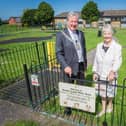 Ribble Valley Mayor Stuart Hirst and Longridge councillor Angeline Humphreys at the Kestor Lane play area.