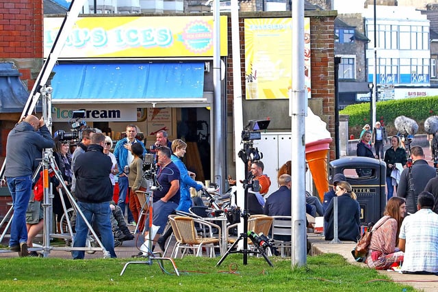 Filming of ITV crime drama, The Bay, on Morecambe promenade. The fourth series - again set in the resort - is due to air in March.