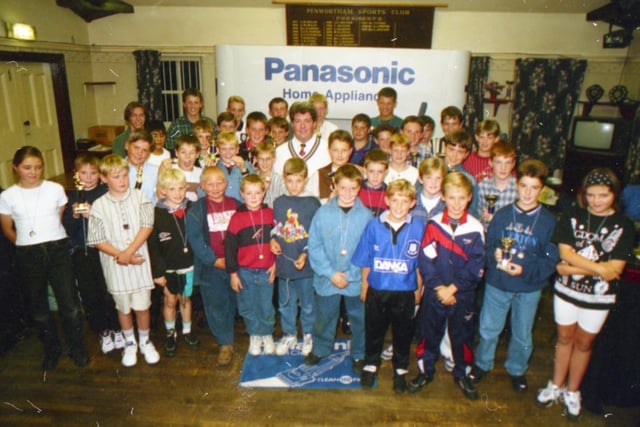 Bowled over... Penwortham Cricket Club junior section trophy and medal winners with Paul Calladyn of the club's sponsors Panasonic
