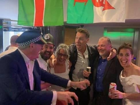 L to R: Adrian Dunbar, Martin Compston, Carol McClure, Blackpool's Craig Parkinson, Jed Mercurio and Vicky McClure. Credit: cparkinson76 on Instagram