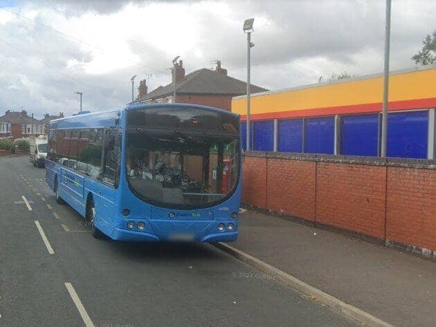 The bus stop on Tudor Avenue is the terminus for the number 100 route and is also served by three school buses, meaning that it is regularly congested (image: Google)