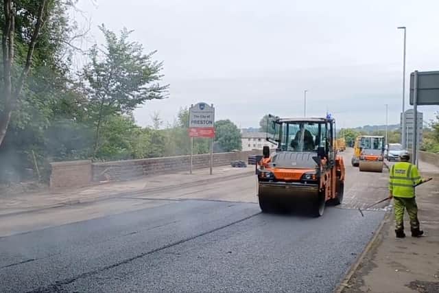 Works taking place on the A59 Brockholes Brow in Preston