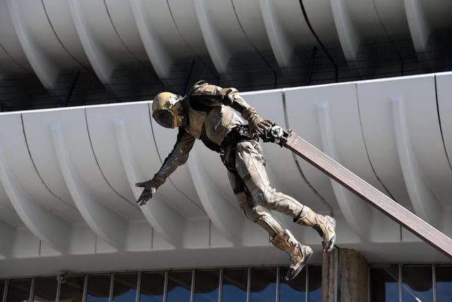 Events during the Lancashire Encounter arts festival in Preston city centre
Highly Sprung's Urban Astronaut at the Preston Bus Station