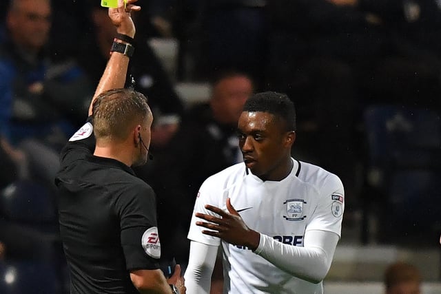 Preston North End's Darnell Fisher is yellow carded