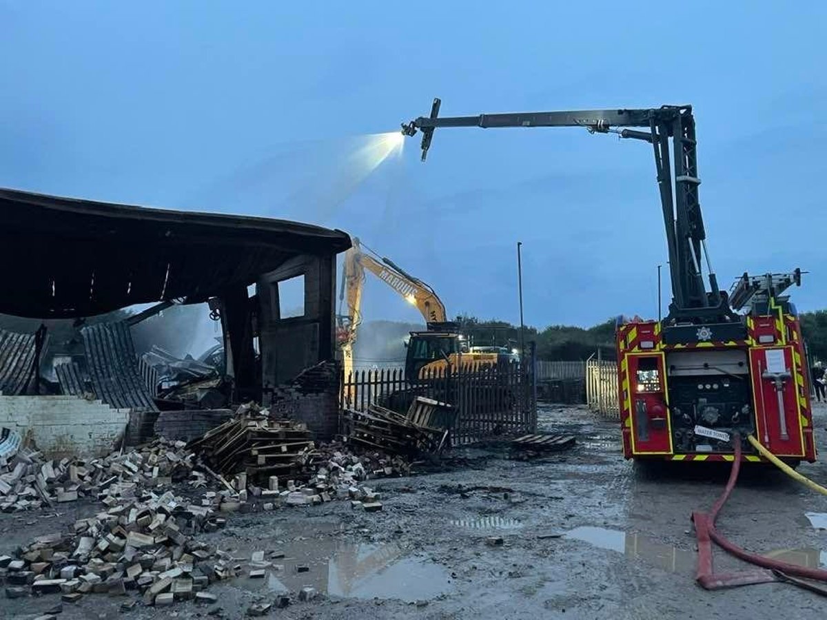 Pictures from the scene in aftermath of major fire at commercial sire in Heysham