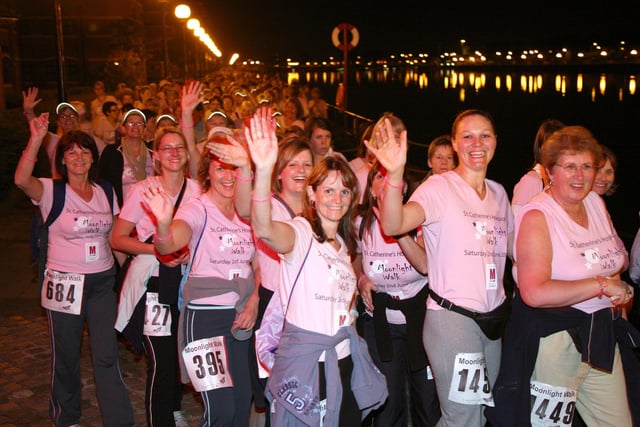 Walkers make their way round Preston Docks during the St Catherines Hospice Moonlight Walk 2007