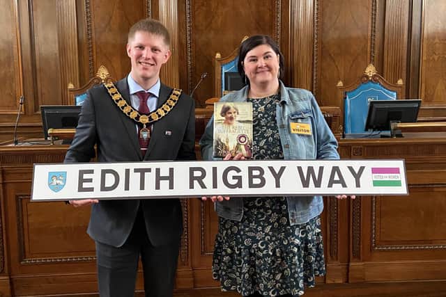 Beverley Adams at the unveiling of Edith Rigby Way