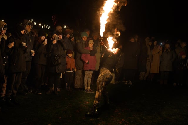 Fire eaters performing at Preston's first Festive Fire Garden in Avenham and Miller Parks on Saturday, December 2 and Sunday, December 3