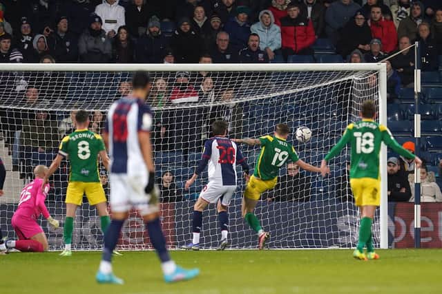 Emil Riis scores for Preston North End at West Bromwich Albion, one of just two goals scored by PNE in the first half of games under Ryan Lowe