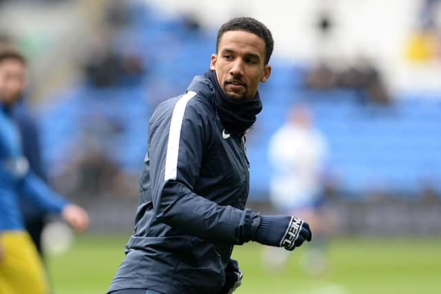 Preston North End's Scott Sinclair warming-up ahead of the game against Cardiff City