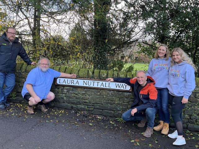 (Left to right) Scott Whalley, Pendle Borough Council's Engineering Manager, Deputy Leader of Pendle Borough Council, Councillor David Whipp, Mark, Nicola and Gracie Nuttall