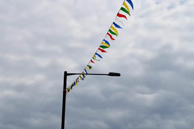 Photo Neil Cross; Lamp posts are tested along Cop Lane in Penwortham to allow bunting for the Queen's Jubilee