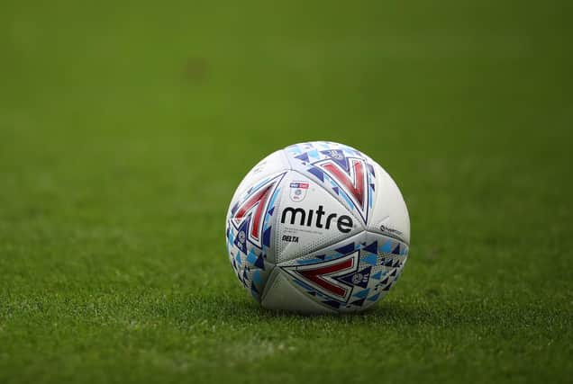 LONDON, ENGLAND - OCTOBER 05: A Mitre football with the EFL branding on it during the Sky Bet Championship match between Millwall and Leeds United at The Den on October 05, 2019 in London, England. (Photo by Christopher Lee/Getty Images)