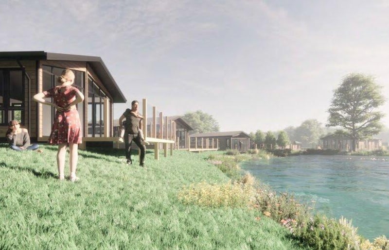 Some of the lodges will overlook the water features (image: FWP Limited, via Preston City Council planning portal)