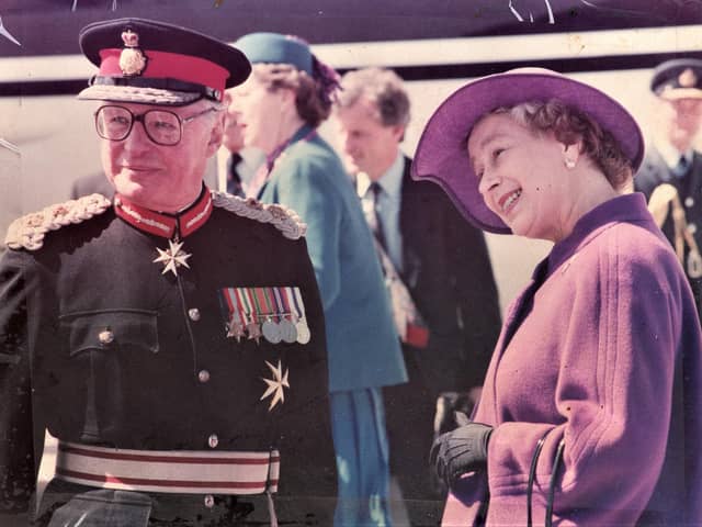 Sir Simon Towneley alongisde the late Her Majesty the Queen Elizabeth II