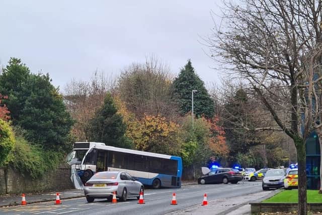 The scene of the bus crash in Caton Road, Lancaster on Thursday morning (November 10)