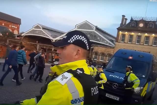 The officer was there to deal with football fans