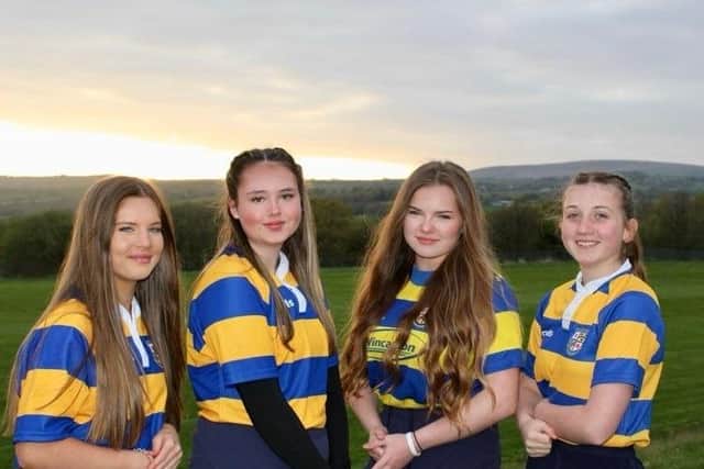 The four Burnley Rugby Club girls selected to represent Lancashire in the under 15's squad (left to right)  Niamh Hamer, Charley Jenkins, Macey Shian and Tillie Ferguson.