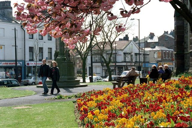 The grounds of St Peter's Church in Fleetwood, looking to Lord Street, back in 1997