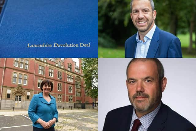 Chorley Council leader Alistair Bradley (top right) and his counterpart in South Ribble, Paul Foster (bottom right), are not enamoured with the Lancashire devolution deal negotiated by Lancashire County Council leader Phillippa Williamson and others