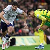 Preston North End's Ched Evans battles for possession with Norwich City's Dimitris Giannoulis (photo: Lee Parker/CameraSport)
