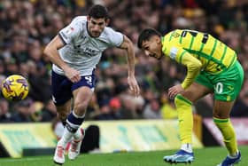 Preston North End's Ched Evans battles for possession with Norwich City's Dimitris Giannoulis (photo: Lee Parker/CameraSport)