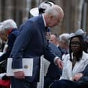 King Charles III meets veterans after a Service of Thanksgiving at Westminster Abbey in London on the 80th anniversary of VE Day. Picture: Julian Simmonds/The Telegraph/PA Wire