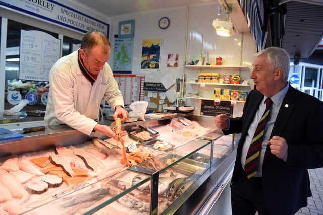 Sir Lindsay Hoyle getting his tea sorted from the Chorley Markets