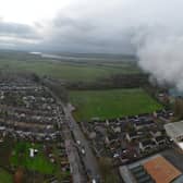Smoke is still billowing from a large building in Lancaster days after a fire started there. Picture by Gary Watts.