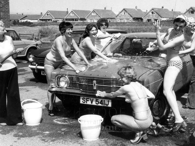 Nurses made the most of the evening heat in 1976 washing cars to raise funds for the hospital league of friends