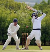 Vernon Carus batsman and skipper Wes Royle, right