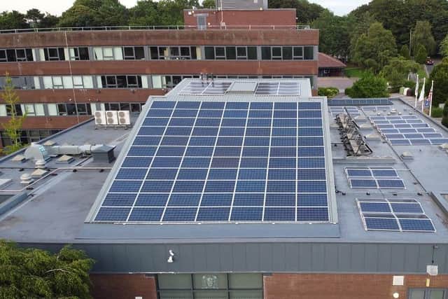 Solar panels at the Civic Centre in Leyland as a result of previous PSDS1 funding.