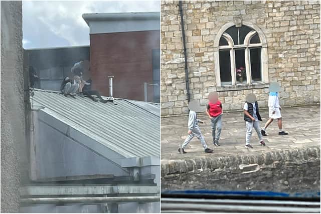 Youths were caught climbing on roofs in Accrington town centre (Credit: Lancashire Police)