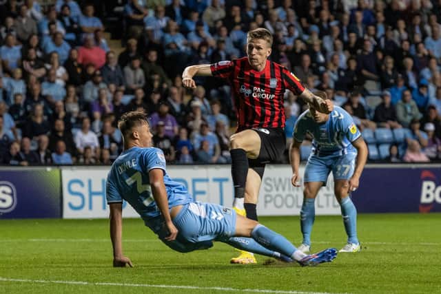Preston North End's Emil Riis scores his only goal of the season away at Coventry City.