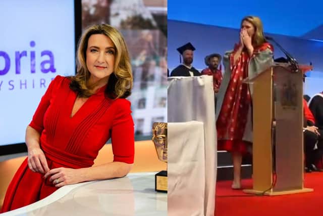 BBC journalist Victoria Derbyshire became emotional whilst receiving an honorary fellowship from UCLan.