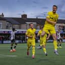 Mike Calveley celebrates his goal against Marine