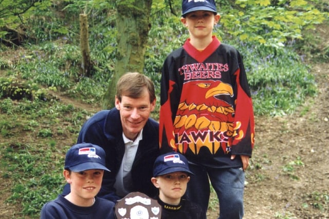 Chris Wiggins, manager of Preston Calor Centre (second left), with the 7th Fulwood B Scout Troop under 13s assault course team. From left: Philip Sykes, 12, Chris Brown. 12, and Brendon Millar, 12