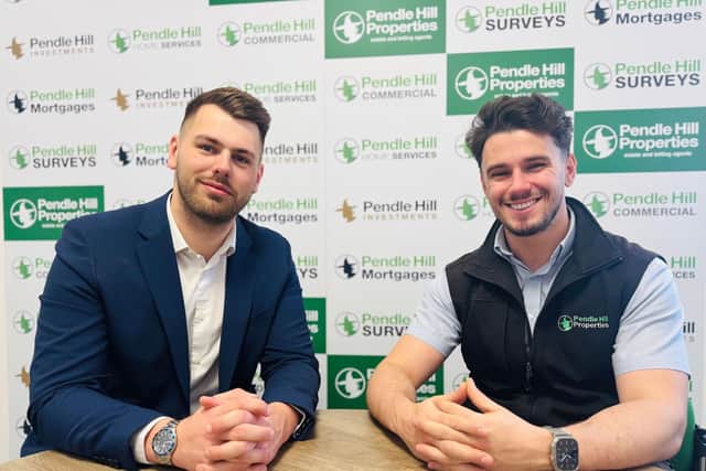 New mortgage adviser Callum Booth with Pendle Hill Properties Sales Director Thomas Turner