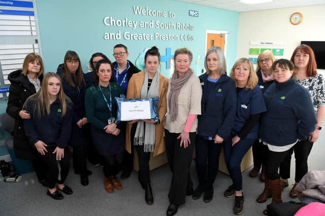 Almost the entire Withnell Health Centre staff descended on NHS offices in Leyland