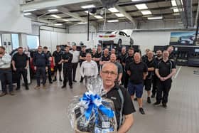 Mick Eastham with Retirement Gifts and Colleagues