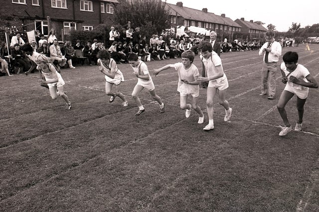 Under starter's orders - this was Tulketh High School's sports day in 1980
