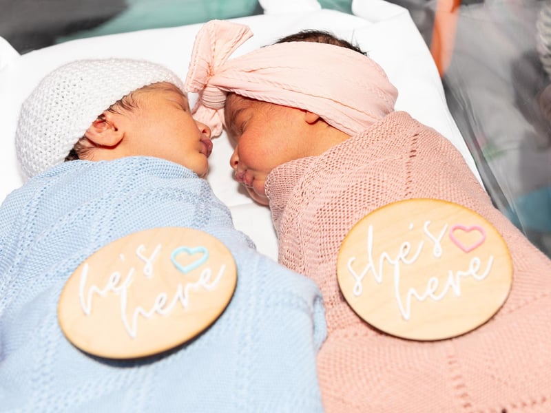 Adam and Alaya, born July 26 at 11.57 and 11.59am, each weighing 5lb 9oz to Farhan and Fazila, from Preston.