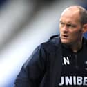 HUDDERSFIELD, ENGLAND - OCTOBER 24: Alex Neil reacts during the Sky Bet Championship match between Huddersfield Town and Preston North End at John Smith's Stadium on October 24, 2020 in Huddersfield, England.  (Photo by George Wood/Getty Images)