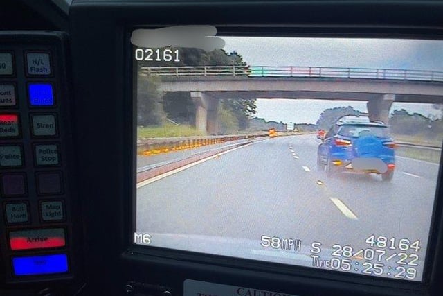 The driver of this vehicle was stopped on the southbound carriageway of the M6 after deciding to send a Whatsapp message to colleagues while driving.
He now faces a £200 fine and six points.