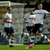 Preston North End's Josh Harrop celebrates scoring his side's first goal of the game during the match at Deepdale