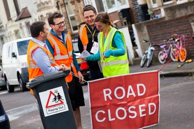 Stewards oversee any road closures to ensure that they are adhered to - and ensure that any vehicles that do need access can get it safely (image: Playing Out)
