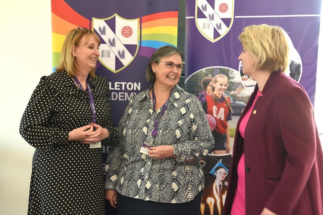 (Left to right): Helen Dicker, Chair of Trustees, with Lesley Gwinnett and Katherine Fletcher MP