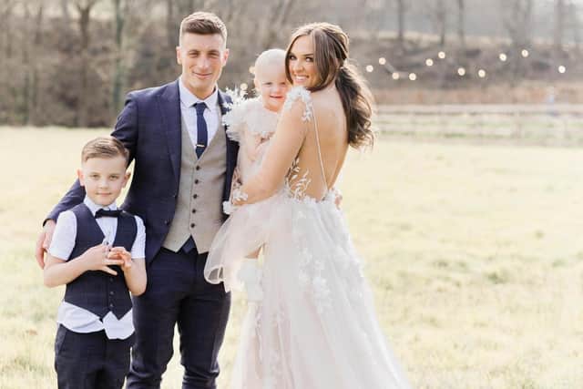 Gemma and Billy Duckworth with their son Oliver, now seven, and daughter Freya, now four.