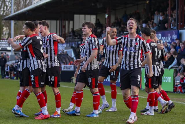 Mark Ellis celebrates his winning goal (photo: David Airey)